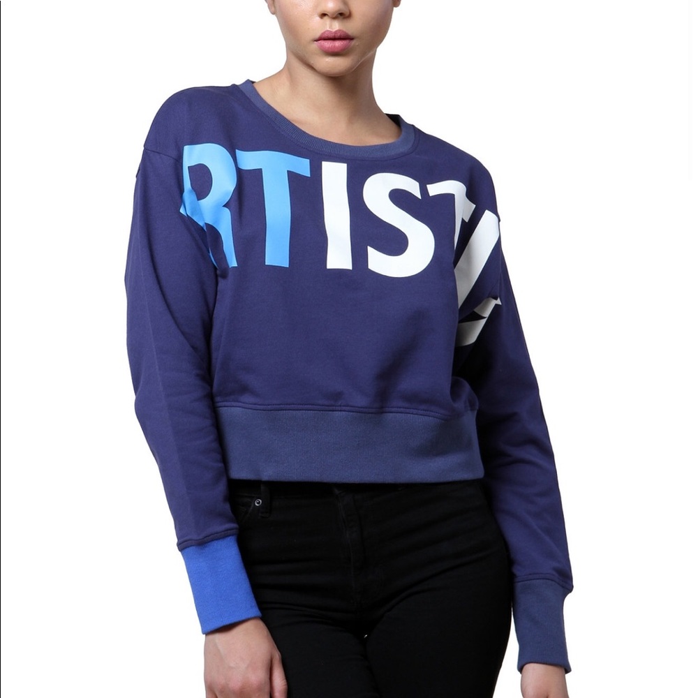 ARTISTIX Navy Cotton Logo Graphic Sweatshirt Size XS